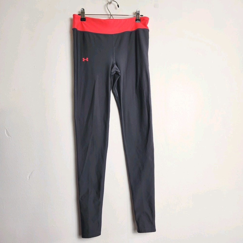 Under Armour ColdGear Leggings Womens S Black Pink Fitted Mesh Cutout‎ Gym Pants